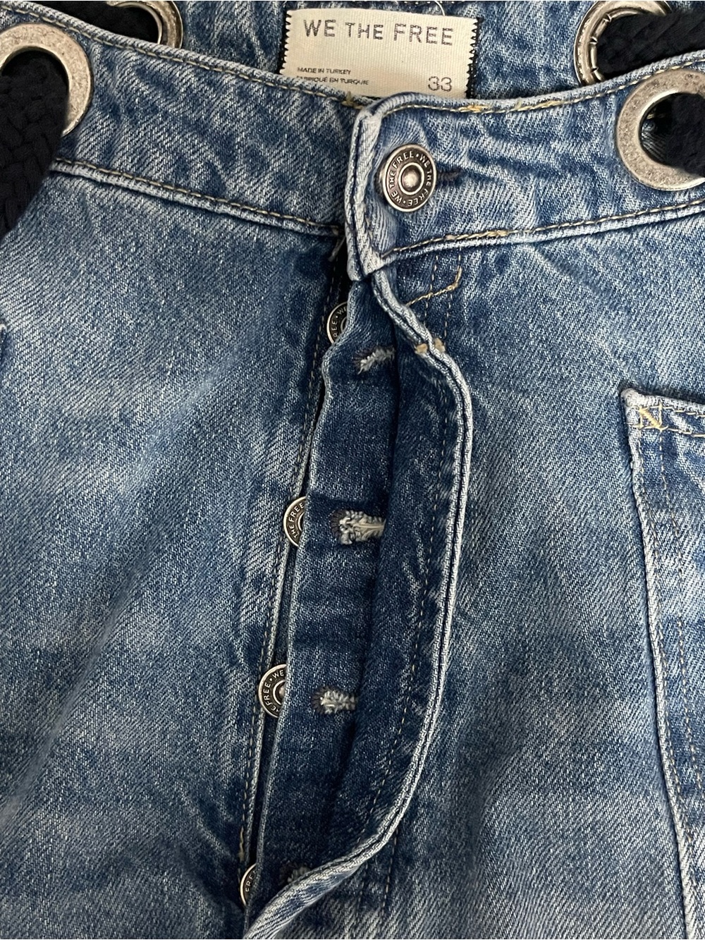 NWOT Free People We The Free Moxie Barrel Jeans Size 33 Timeless Blue $148 - Picture 5 of 7